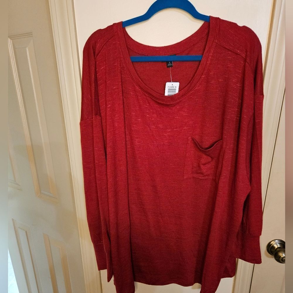 #229 Torrid Size 4x, Red Hacci Drop Shoulder Pock… - image 2